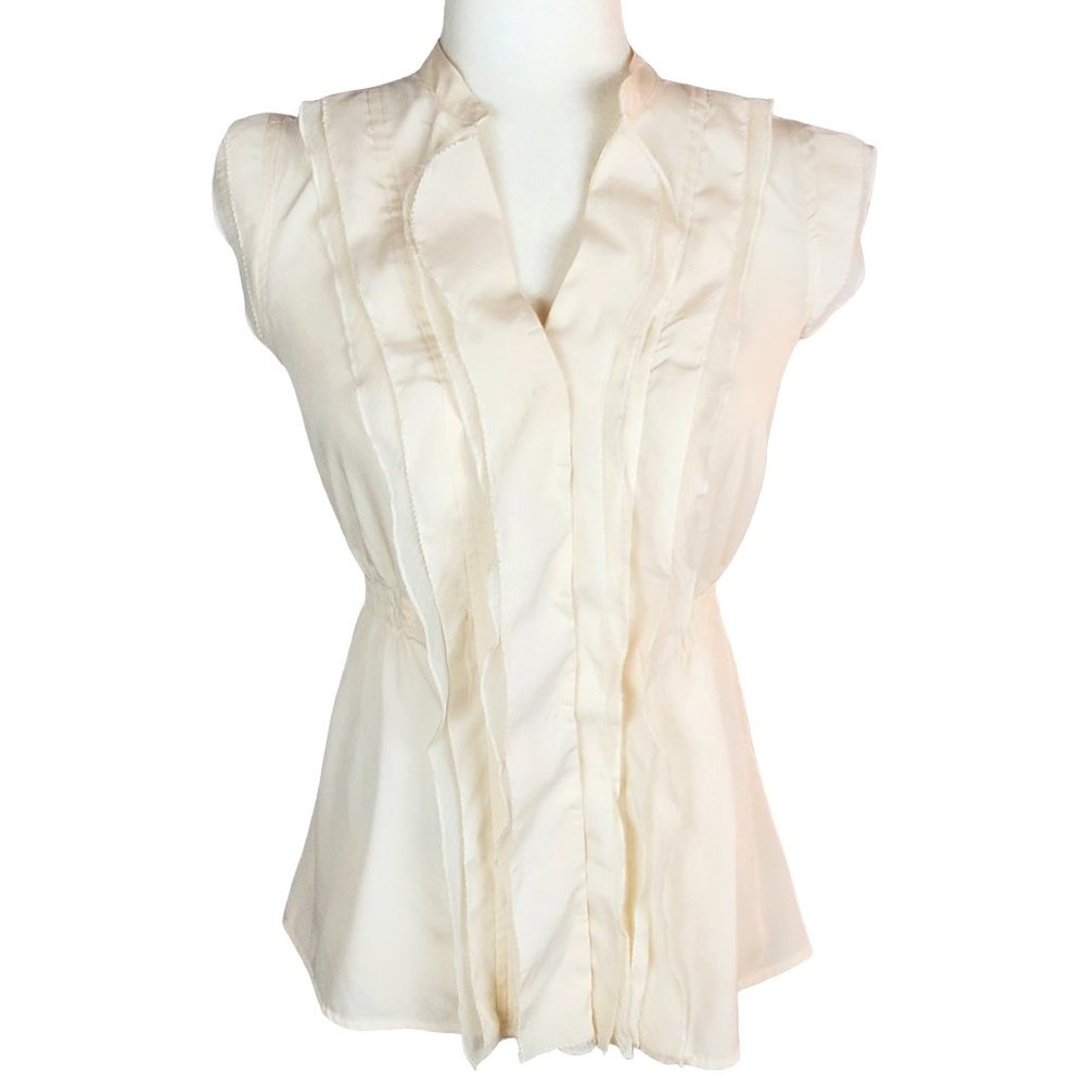 Converse Target Ruffle Front Blouse Ivory Cream Women's Small Party Office Y2K